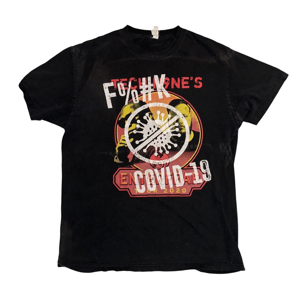 Tech N9ne Enterfear Tour 2020 T-Shirt Mens Large Black F%#K COVID-19 Rap Tee